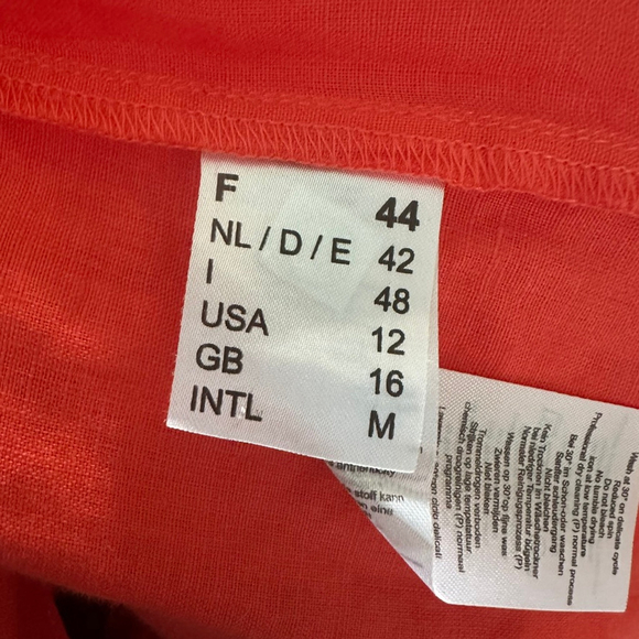 Saint James Wrap Dress Orange Linen Logo Lined S/S Beachy Preppy Size US 12 44F - Picture 13 of 14